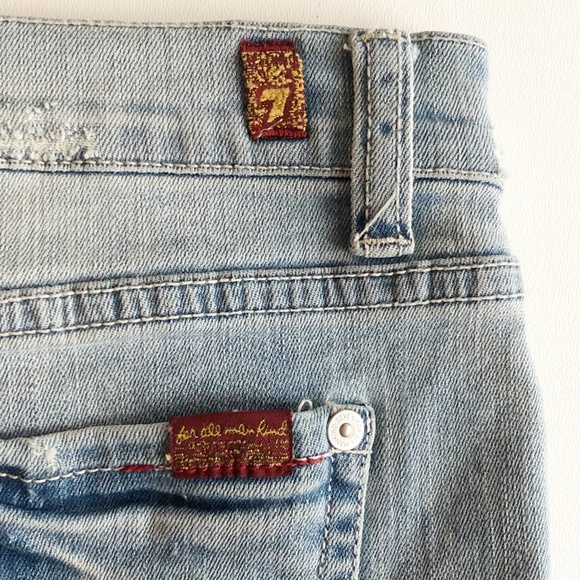 7FAM Denim Jean Skirt Frayed Hem Sz 12 - Picture 7 of 10